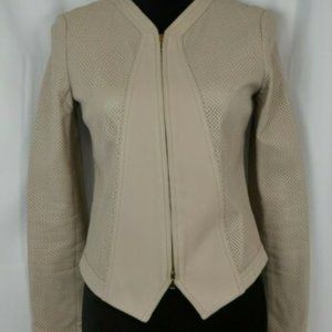 Tory Burch Leather Jacket Size 10 Lamb Leather Full Zip Perforated Casual